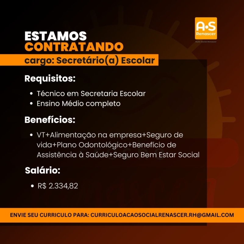 Vaga Secretária Escolar