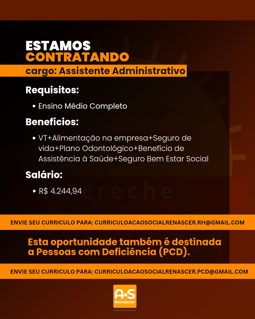 trabalhe conosco 2026 (Assist Administrativo)