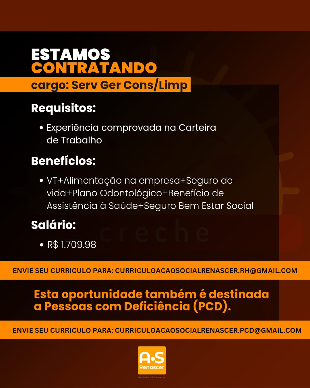 trabalhe conosco 2026 (Serv Ger Cons Limp)